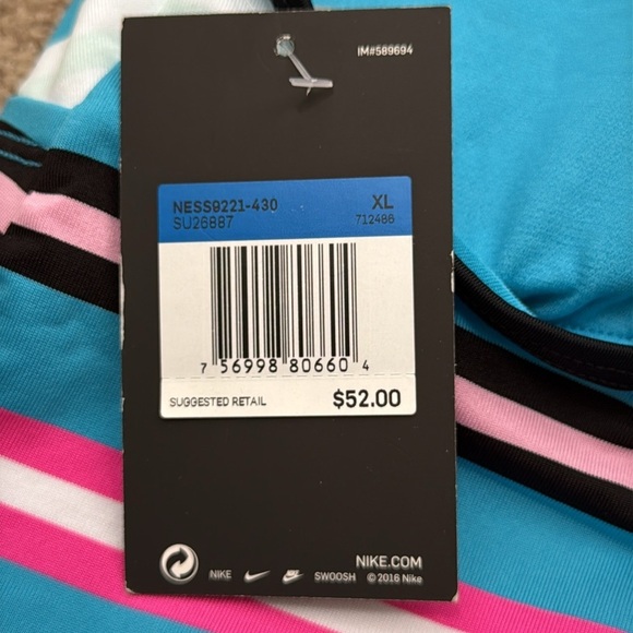 NWT Nike High Neck Racerback Multi Striped Tank Top Size XL - Picture 5 of 6